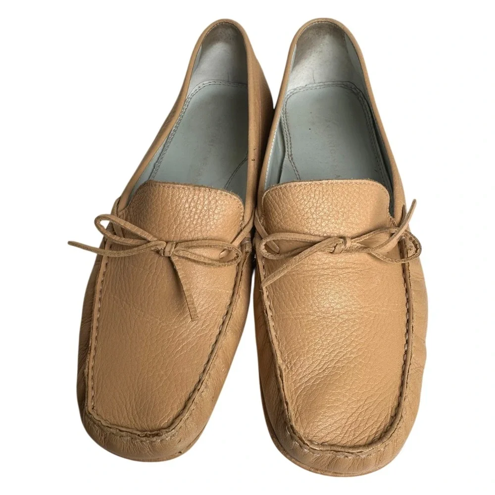 Antonio Melani Stockton Cocoa‎ Creme Leather Driving Loafers Sz 8 Preppy Comfort